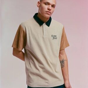 Teddy Fresh Beige Polo with Brown Sleeves and Black Collar